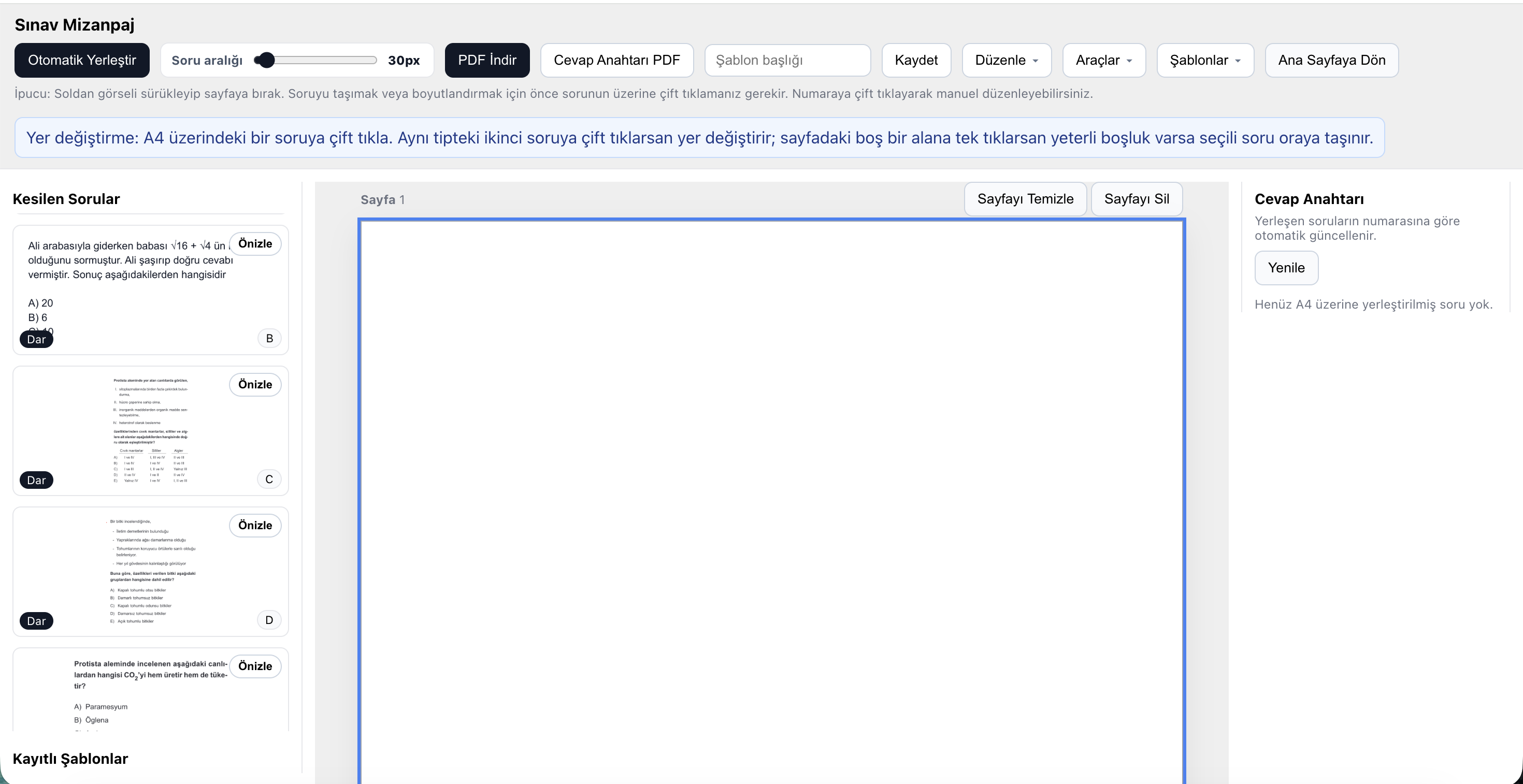 Soru Yazma Aracı ile Yeni Soru Hazırlama